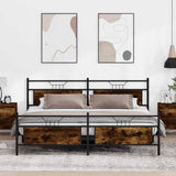 Metal Bed Frame without Mattress Smoked Oak 193x203 cm 3325095