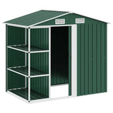 Garden Shed with Rack Green 205x130x183 cm Iron 47104