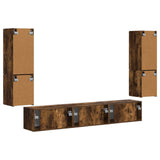 TV Cabinet Set Wall-mounted 4 pcs Smoked Oak Engineered Wood 3409047
