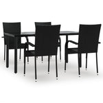 ZNTS 5 Piece Garden Dining Set Black Poly Rattan 3156656