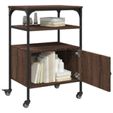 Printer Stand 3-Tier Brown Oak 50x40x76 cm Engineered Wood 842295
