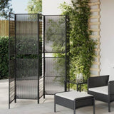 Room Divider 5 Panels Black Poly Rattan 365380