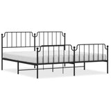 ZNTS Metal Bed Frame with Headboard and Footboard Black 200x200 cm 373912