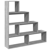 Room Divider Bookcase 4-Tier Grey Sonoma 143.5x29x143.5 cm Engineered Wood 857999