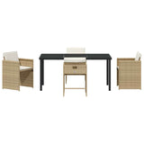 Garden Dining Set with Cushion 5 pcs Beige Poly Rattan 3379990