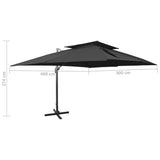 Cantilever Garden Parasol with Double Top Black 400x300 cm 312377