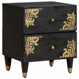 Bedside Cabinet Black 40 x 33 x 46 cm Solid Mango Wood 4018806