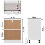 Bottom Cabinet Lyon White 60x46x81.5 cm Engineered Wood 801188