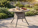 70 cm Wood-Effect Rattan Garden Table - Natural Wood Finish T3398P553234