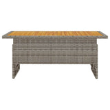 Garden Table Grey 100x50x43/63 cm Solid Wood Acacia&Poly Rattan 362188