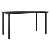5 Piece Garden Dining Set Black Poly Rattan Glass 3334536