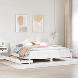 Bed Frame with Drawers White 180x200 cm Super King Solid Wood Pine 3301897