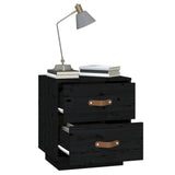 Bedside Cabinet Black 40x34x45 cm Solid Wood Pine 818333