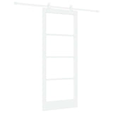 Sliding Door ORKDAL White 83 x 202 cm Solid Pine Wood and Glass 3332082