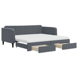 Daybed with Trundle and Drawers Dark Grey 90x190 cm Velvet 3197160