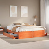 Bed Frame without Mattress with Drawers Wax Brown 180x200 cm Super King Solid Wood Pine 3308797