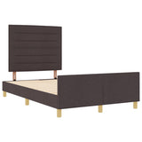 ZNTS Bed Frame - Dark Brown, 140x200 cm, Fabric 3344658
