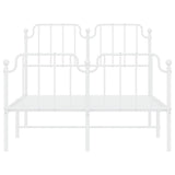 Metal Bed Frame without Mattress with Footboard White 120x200cm 373952