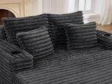 Chaise Lounge Chair Indoor, Plush Faux Fur Sleeper Sofa Couch Bed with Pillows & Wide Armrests, W5807P531941