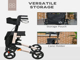 4 Wheel Rollator with Seat and Back, Folding Mobility Walker with Carry Bag, Adjustable Height, Dual T3398P343292