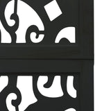 Room Divider 5 Panels Black Solid Wood Paulownia 358757