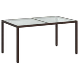 Garden Table 150x90x75 cm Tempered Glass and Poly Rattan Brown 316704