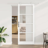 Sliding Door White 93 x 232 cm Solid Pine Wood and Glass 3332236