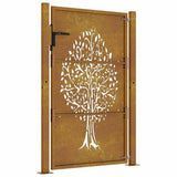 Garden Gate 100x125 cm Corten Steel Tree Design 153162