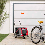 Pet Bike Trailer Red and Grey Oxford Fabric and Iron 93894