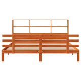 ZNTS Bookcase Bed without Mattress Wax Brown 180x200 cm Super King Solid Wood Pine 3322778