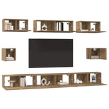 TV Cabinet Set Wall-mounted 8 pcs Artisan Oak Engineered Wood 3393296