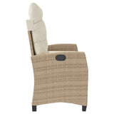 Reclining Garden Bench with Cushions Beige Poly Rattan 368229