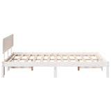 Bed Frame with Headboard White 140 x 190 cm Solid Pine Wood 872111