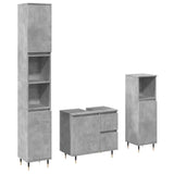 3 Piece Bathroom Furniture Set Concrete Grey Engineered Wood 3324955