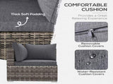 Outdoor PE Rattan Corner Sofa, Garden Wicker Furniture Single Sofa Chair w/ Cushions, Deep Grey T3398P320181