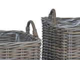 Planter Basket with Storage 2 pcs Grey Lacak Rattan 42020969