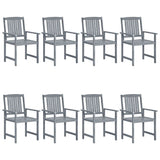 Garden Chairs 8 pcs Solid Acacia Wood Grey 3078206