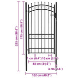 Fence Gate Emmen with Spikes Steel 103x134.5 cm Black 146381