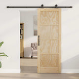 Sliding Door Natural and Black 73.5 x 198.5 cm Solid Pine Wood 3333354