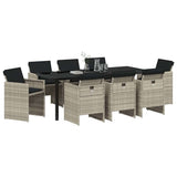 Garden Dining Set 9 pcs Light Grey Poly Rattan 3380612