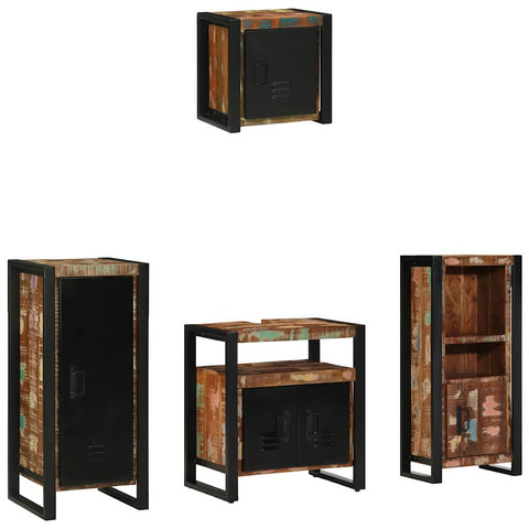 Bathroom Furniture Set 4 pcs Multicolour Solid Reclaimed Wood 3305645