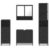 ZNTS 4 Piece Bathroom Furniture Set Black Engineered Wood 3301275