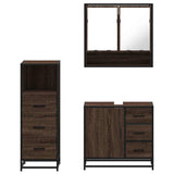 3 Piece Bathroom Furniture Set Brown Oak Engineered Wood 3301049
