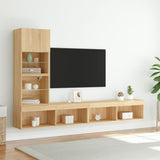 4 Piece TV Wall Units with LED Sonoma Oak Engineered Wood 3216642