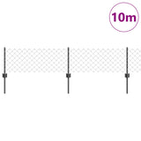 Chainlink Fence with Post 10 x 0.4 m PVC-Coated Steel Grey Mesh 3336265