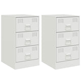 ZNTS Bedside Cabinets 2 pcs White 34.5x39x62 cm Steel 841786