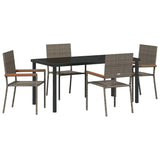 Garden Dining Set with Cushion 5 pcs Grey Poly Rattan 3379712