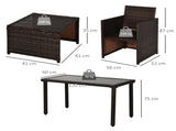 2 Seater Rattan Cube Garden Furniture Set, Rattan Dining Set with Cushions, Outdoor Dining Table and T3398P328390
