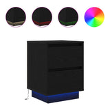 Bedside Cabinets with LED Lights 2 pcs Black 38x34x50 cm 861286