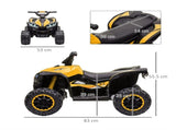 12V Ride-On Quad Bike w/ Music, Horn, for Ages 3 Years - Yellow T3398P348328